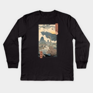 Jurassic Ukiyo-e 1 Kids Long Sleeve T-Shirt